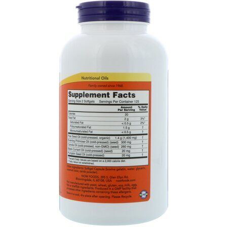 NOW Foods Omega 3-6-9 1000 mg (100 капсул) омега 3,6,9 жирные кислоты