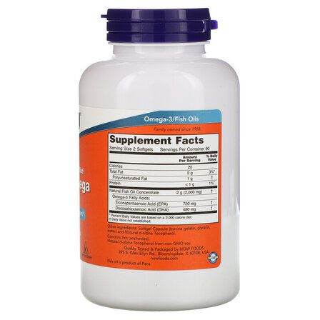 NOW Foods Omega Super EPA 1200mg (120 гелевых капсул) омега 3 жирные кислоты