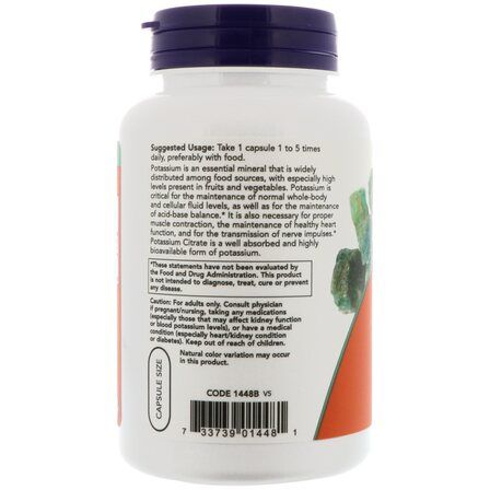 NOW Foods Potassium Citrate (180 капсул) цитрат калия