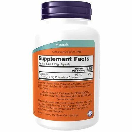 NOW Foods Potassium Citrate (180 капсул) цитрат калия