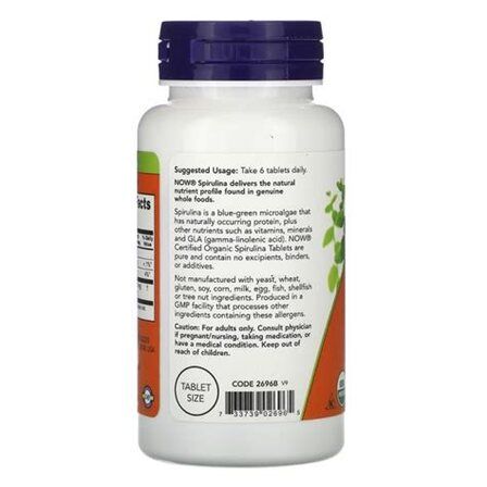 NOW Foods Spirulina 500 mg (200 таблеток) спирулина органическая
