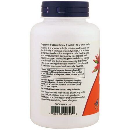NOW Foods Vitamin C 500 chew cherry (100 таблеток) жевательный витамин С