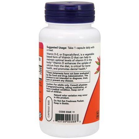 NOW Foods Vitamin D2 1000 IU (120 веганских капсул) витамин Д2