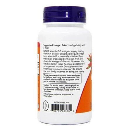 NOW Foods Vitamin D3 1000 IU (180 гелевых капсул) витамин Д3 