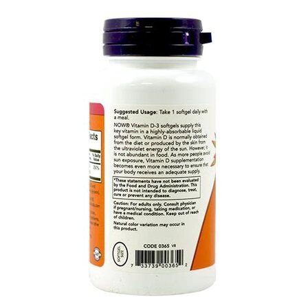 NOW Foods Vitamin D3 5000 IU (120 гелевых капсул) витамин Д3 холикальцеферон