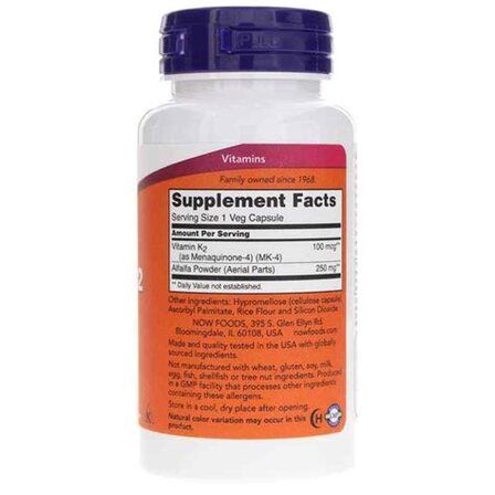 NOW Foods Vitamin K-2 100 mcg (100 веганских капсул) витамин К2