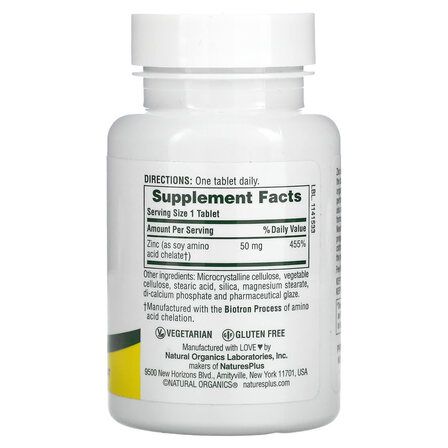 Natures Plus Zinc chelate 50 мг (90 таб.)
