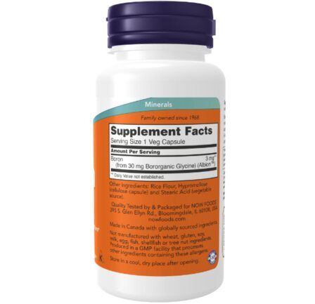 NOW Foods Boron 3 mg (100 веганских капcул) минерал бор глицин