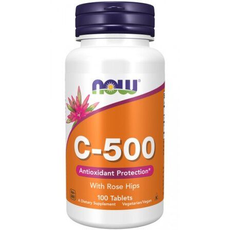 NOW Foods Vitamin C 500 mg + Rose Hips (100 таблеток) витамин С с шиповником