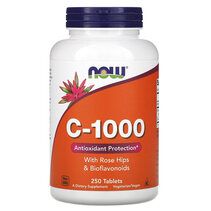 NOW Vitamin C 1000 mg + Rose Hips+ Bioflavonoids (250 таб.)