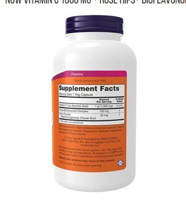 NOW Foods Vitamin C 1000 mg + Rose Hips+ Bioflavonoids (250 таблеток) витамин С и шиповник