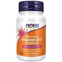 NOW Foods Vitamin D3 5000 IU (30 гелевых капсул) витамин Д3 холикальцеферон