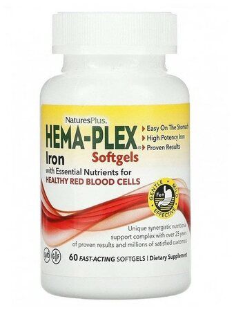 Natures Plus Железо Hema-Plex (60 капс. быстрого высвобождения)