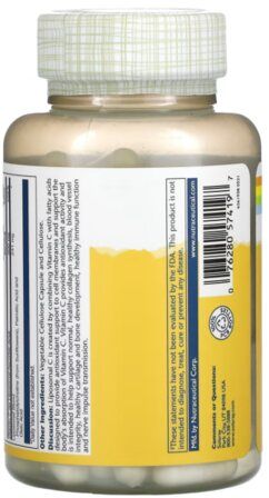 Solaray Liposomal Vitamin C 500 мг (100 вегансих капсул) витамин С в усвояемой форме