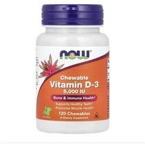 NOW Foods Vitamin D3 5000 IU CHEWABLE MINT (120 жевательных пастилок)
