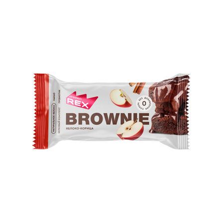 ProteinRex Брауни Пирожное протеиновое (50 гр) вкус - яблоко с корицей, без сахара