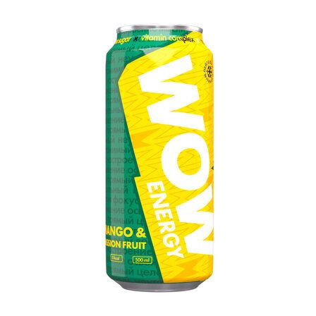 WOW Energy drink энергетический напиток (450 мл) вкус манго-маракуя