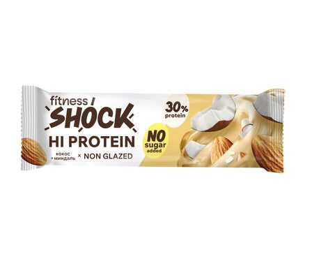 FitnesShock Hi Protein Батончик протеиновый неглазированный (60 г) Миндаль-кокос