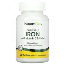 Natures Plus Iron 27 мг Herbal (90 жевательных таблеток) железо