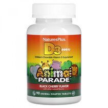 Natures Plus AP Vitamin D3 Chewable 500 IU (90 жевательных таблеток) витамин Д3 для детей, вишня