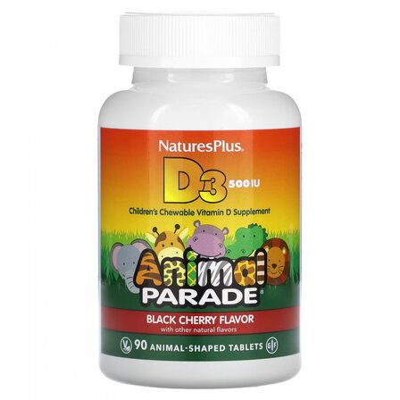 Natures Plus AP Vitamin D3 Chewable 500 IU (90 жевательных таблеток) витамин Д3 для детей, вишня