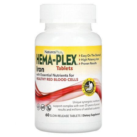 Natures Plus Железо Hema-Plex (60 таблеток) с ко - факторами