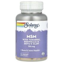 Solaray MSM Turmeric,Boswellia 750 мг (90 веганских капсул) MSM с куркумой и босвелией