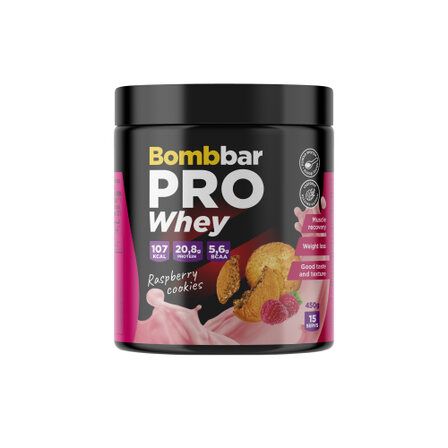 BOMBBAR Протеиновый коктейль Whey Protein (450 г) малиновое печенье