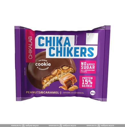 CHIKALAB ChikaChikers Печенье глазированное (40 г) бисквит с арахисом и карамелью