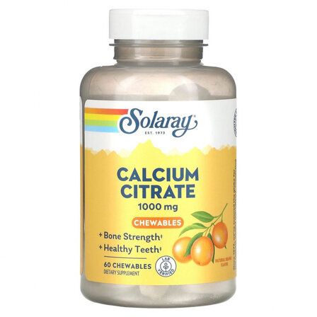Solaray Calcium Citrate 1000 мг (60 жевательных таблеток) кальций цитрат, вкус - апельсин